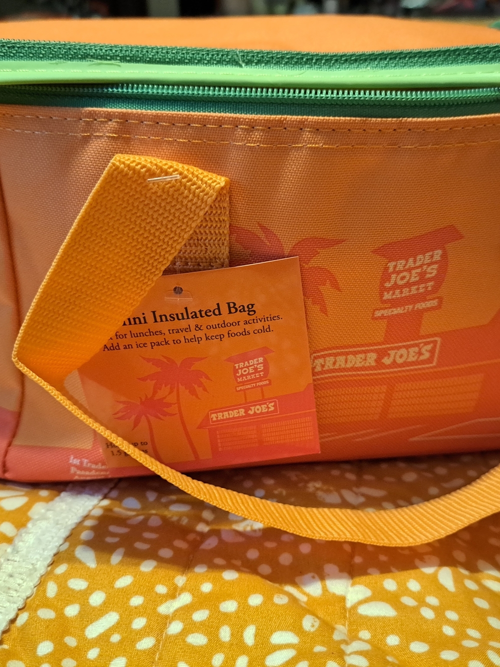 Trader Joe's 2026 Spring/Summer Orange/lime green Mini Insulated Bag